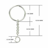 100Pcs Bulk Split Metal Key Rings Keyring Blanks With Link Chains For Craft DIY