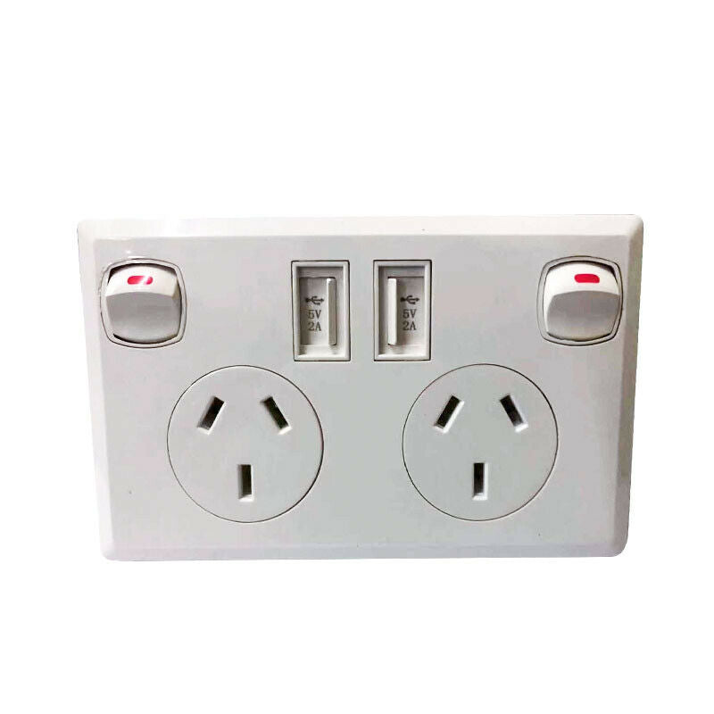 Dual USB Australian Power Point Home Wall Power Supply Socket Kitchen ...
