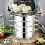 4 /5 Tier Stainless Steel Steamer Meat Vegetable Cooking Steam Pot Kitchen Tool