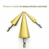 3pcs Large HSS 4-12/20/32mm Steel Step Cone Drill Titanium Bit Set Hole Cutter