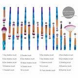 Diamond Unicorn 20PCS Eyeshadow Eyebrow Blending Brush Set Eye Make-up Brushes