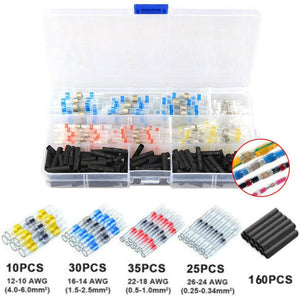 260pcs Waterproof Solder Seal Sleeve Heat Shrink Butt Wire Connectors Terminals