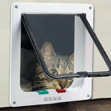 4-Way Lockable Locking Pet Cat Dog Brushy Flap Door Screen White Large Size