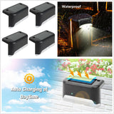 4Pcs LED Solar Powered Fence Wall Lights Step Path Decking Garden White Lamps