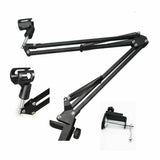 Microphone Suspension Boom Scissor Arm Stand with Pop Filter Shock Mount