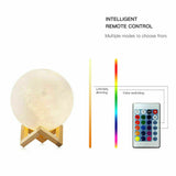 Dimmable 3D Lunar Moon Lamp Moonlight LED Night Light Touch Pat Remote 18-20cm