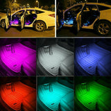 4X 12V 9LED RGB Car Interior LED Strip Lights Wireless Remote Control Music