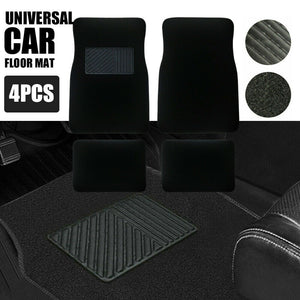 4 Pcs Carpet Car Floor Mats Front Rear Charcoal Black Universal Fit Textile