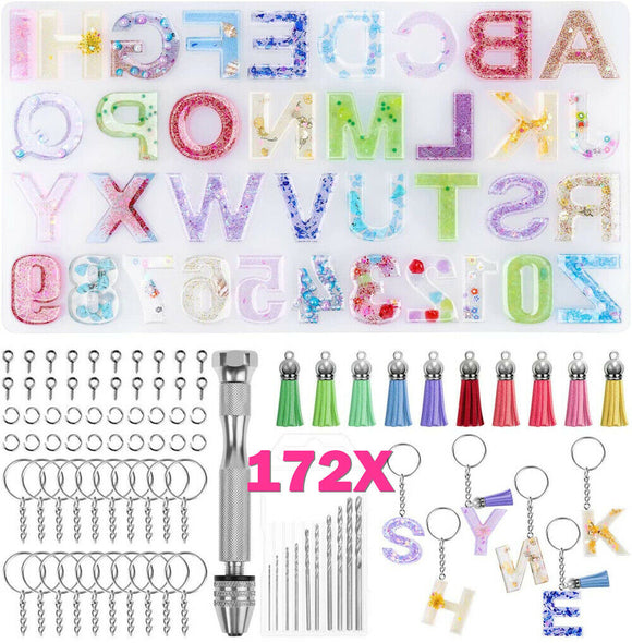 172x Alphabet Number Silicone Pendant Necklace Jewelry Resin Mould Casting Craft