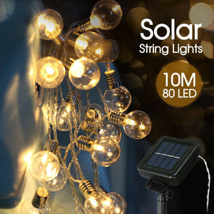 80 LED Solar Powered Fairy String Lights Outdoor Garden Party Wedding Xmas