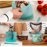 4pc Silicone Food Storage Bags Leakproof Zip Seal Stand Reusable Set Pouch Fresh