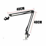 Microphone Suspension Boom Scissor Arm Stand with Pop Filter Shock Mount