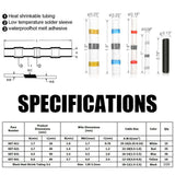 260pcs Waterproof Solder Seal Sleeve Heat Shrink Butt Wire Connectors Terminals
