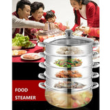 4 /5 Tier Stainless Steel Steamer Meat Vegetable Cooking Steam Pot Kitchen Tool