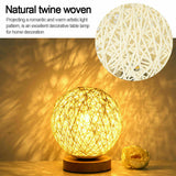 15/20cm Wooden Rattan LED Table Desk Bedside Night Light Lamp Home Room Decor