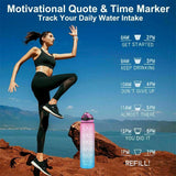 Motivational Water Bottle 1L Drink Flask With Time Markings BPA Free Sport Gym