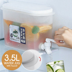 3.5L Water Pitcher Jug With Faucet Drinkware Kettle Bottle Refrigerator Summer