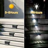 4Pcs LED Solar Powered Fence Wall Lights Step Path Decking Garden White Lamps