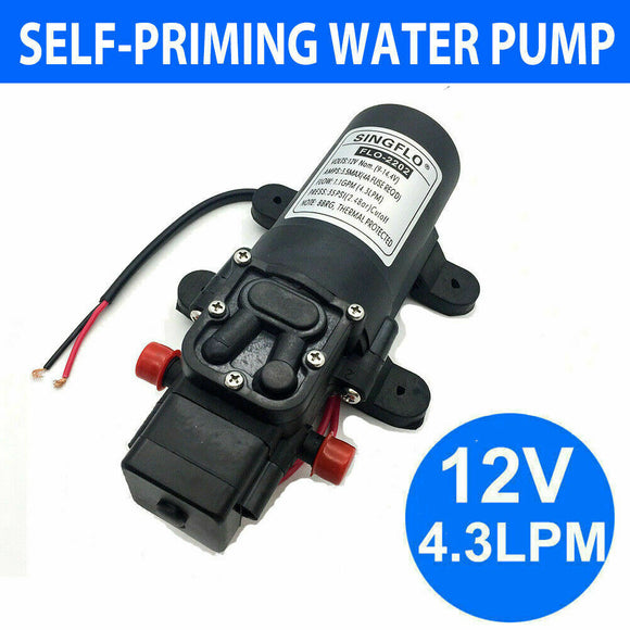 12V 4.3Lpm Self-Priming Water Pump High Pressure Caravan Camping Boat