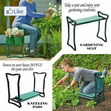 GARDEN KNEELER PADDED PAD SEAT STOOL 2 in1 GARDENING WORK 6 TOOLS + 2 POUCHES