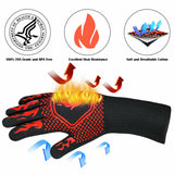 2x Heat Proof Resistant Oven BBQ Gloves 35cm Kitchen Cooking Silicone Mitt