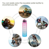 Motivational Water Bottle 1L Drink Flask With Time Markings BPA Free Sport Gym