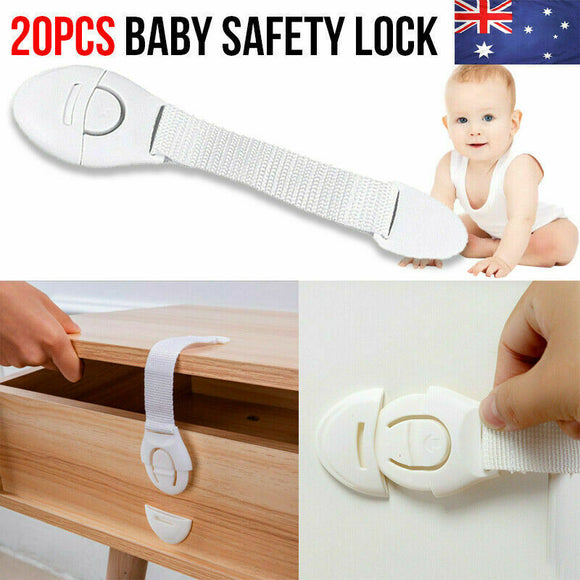 20Pcs Child Kids Baby Safety Lock For Door Drawers Cupboard Cabinet Adhesive