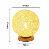 15/20cm Wooden Rattan LED Table Desk Bedside Night Light Lamp Home Room Decor