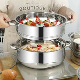 4 /5 Tier Stainless Steel Steamer Meat Vegetable Cooking Steam Pot Kitchen Tool