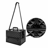 Makeup Cosmetic Case Organiser Box Diamond Black Pro Portable Beauty w/ Strap