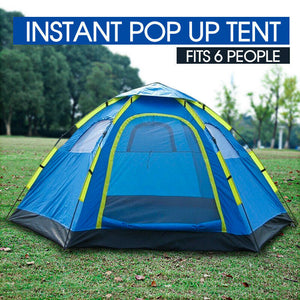 6 PERSON INSTANT POP UP CAMPING TENT SETS UP IN SECONDS HIKING CAMPING FISHING