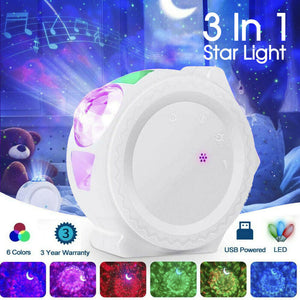 3In1 LED Galaxy Starry Night Light Projector 3D Ocean Star Sky Party Lamp Gift