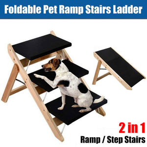 3 Steps Foldable Pet Dog Cat Ramp Portable 2-in-1 Stairs Ladder Cover