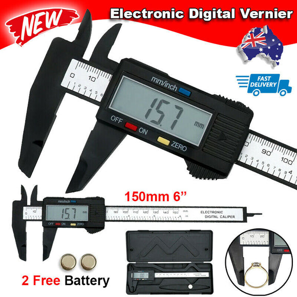 150mm 6'' Inch Electronic Digital Vernier Micrometer Caliper Gauge Carbon Fiber