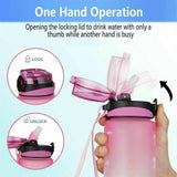 Motivational Water Bottle 1L Drink Flask With Time Markings BPA Free Sport Gym