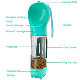 Pet 4 in1 Feeder Puppy Dog Cat Water Bottle Cup Travel Pooper Scooper Outdoor