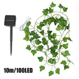 10M LED Solar Powered Ivy Fairy String Lights Garden Outdoor Wall Fence Light