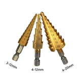 3pcs HSS Step Cone Drill Titanium Stee Hole Cutter Bit Set 3-20mm + Pouch