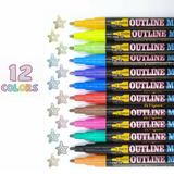 Multicolored 8/12/24 Color Super Squiggles Outline Marker Pen Set Painting Art