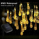 Solar Fairy String Lights 20-50 LED Raindrop Garden Christmas Tree Outdoor Lamp