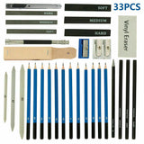 33pcs Drawing Sketch Set Charcoal Pencil Eraser Art Craft Painting Sketching Kit