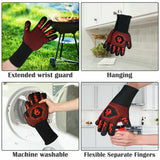 2x Heat Proof Resistant Oven BBQ Gloves 35cm Kitchen Cooking Silicone Mitt