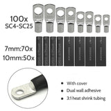 100X/170X/220X Tinned Battery Copper Cable Lugs Crimp Terminals Set