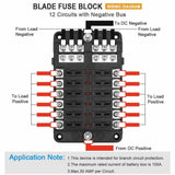 12 Way Blade Fuse Auto Block Box Holder Indicator Circuit Car Boat ATC ATO 12V