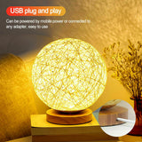 15/20cm Wooden Rattan LED Table Desk Bedside Night Light Lamp Home Room Decor