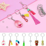 100Pcs Bulk Split Metal Key Rings Keyring Blanks With Link Chains For Craft DIY