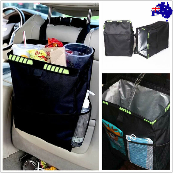 Waterproof Car Trash Can Waste Basket Storage Garbage Bag Seat Back Organizer