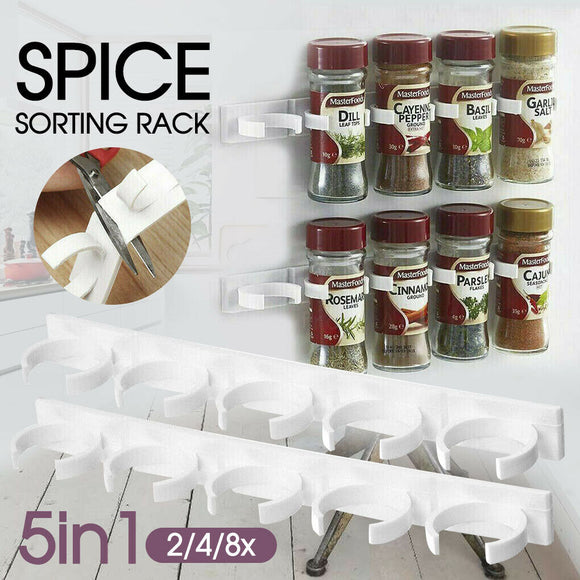 2/4/8x Kitchen Spice Gripper Strip Jar Rack Organiser Storage Holder Wall