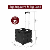 Foldable Shopping Basket Portable Folding with Wheels Grocery Cart Trolley Crate