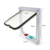 4-Way Lockable Locking Pet Cat Dog Brushy Flap Door Screen White Large Size